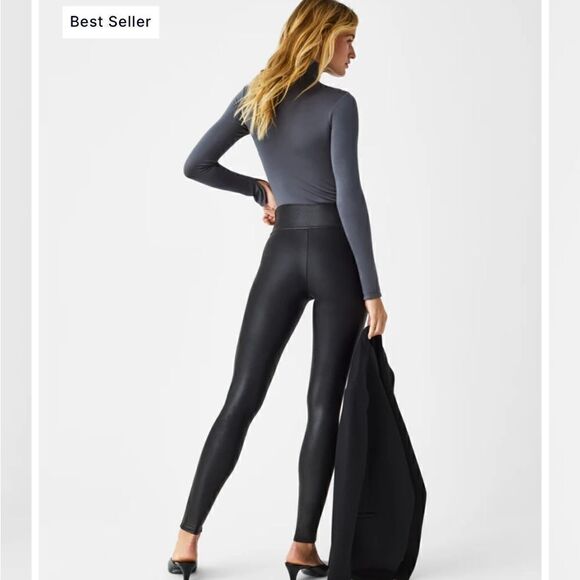 EUC spanx faux leather leggings black small s - Picture 2 of 10